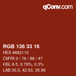 Color code: RGB 136 33 16 | qconv.com