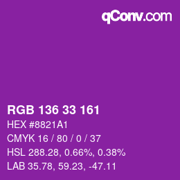 Color code: RGB 136 33 161 | qconv.com