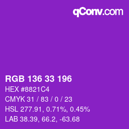 Color code: RGB 136 33 196 | qconv.com