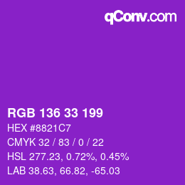 Color code: RGB 136 33 199 | qconv.com