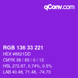 Color code: RGB 136 33 221 | qconv.com