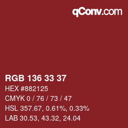 Color code: RGB 136 33 37 | qconv.com
