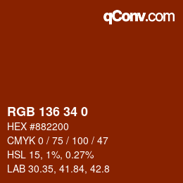 Color code: RGB 136 34 0 | qconv.com