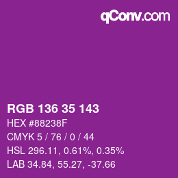 Color code: RGB 136 35 143 | qconv.com