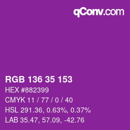 颜色代码: RGB 136 35 153 | qconv.com