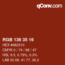 Color code: RGB 136 35 16 | qconv.com