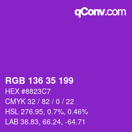 カラーコード: RGB 136 35 199 | qconv.com