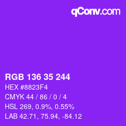 Color code: RGB 136 35 244 | qconv.com