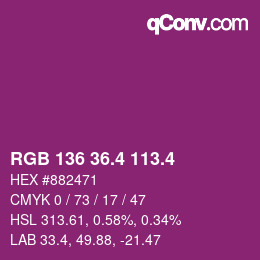 カラーコード: RGB 136 36.4 113.4 | qconv.com