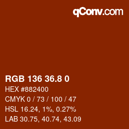 Color code: RGB 136 36.8 0 | qconv.com