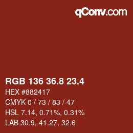 カラーコード: RGB 136 36.8 23.4 | qconv.com