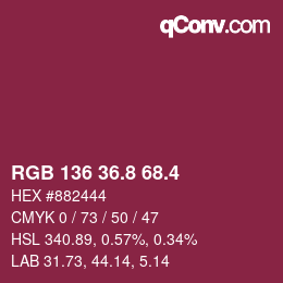 カラーコード: RGB 136 36.8 68.4 | qconv.com
