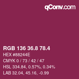 カラーコード: RGB 136 36.8 78.4 | qconv.com