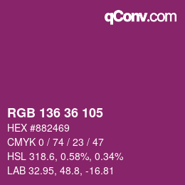 カラーコード: RGB 136 36 105 | qconv.com