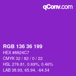 Color code: RGB 136 36 199 | qconv.com