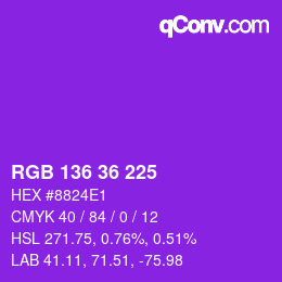 Color code: RGB 136 36 225 | qconv.com