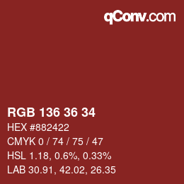Color code: RGB 136 36 34 | qconv.com