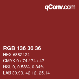 Color code: RGB 136 36 36 | qconv.com
