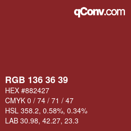 Color code: RGB 136 36 39 | qconv.com