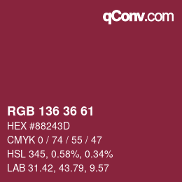 カラーコード: RGB 136 36 61 | qconv.com