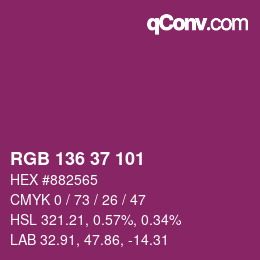 Color code: RGB 136 37 101 | qconv.com
