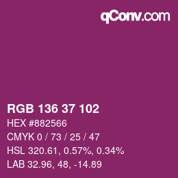 Color code: RGB 136 37 102 | qconv.com