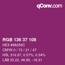 カラーコード: RGB 136 37 108 | qconv.com