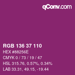 Color code: RGB 136 37 110 | qconv.com