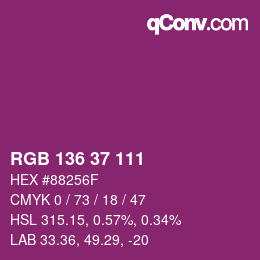 Color code: RGB 136 37 111 | qconv.com