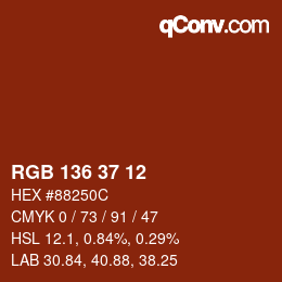 Color code: RGB 136 37 12 | qconv.com