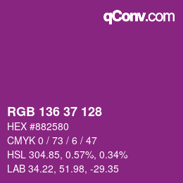 Color code: RGB 136 37 128 | qconv.com
