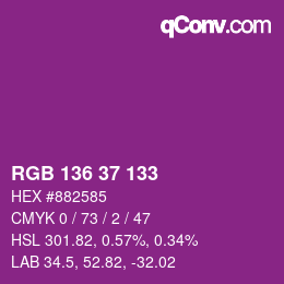 カラーコード: RGB 136 37 133 | qconv.com