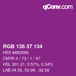 Color code: RGB 136 37 134 | qconv.com