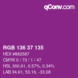 Color code: RGB 136 37 135 | qconv.com
