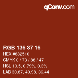 Color code: RGB 136 37 16 | qconv.com