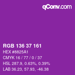 Color code: RGB 136 37 161 | qconv.com