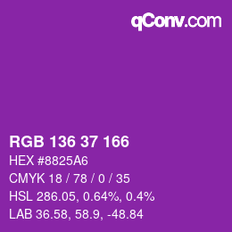 Farbcode: RGB 136 37 166 | qconv.com