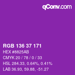 Color code: RGB 136 37 171 | qconv.com