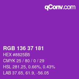Color code: RGB 136 37 181 | qconv.com