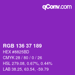 Color code: RGB 136 37 189 | qconv.com