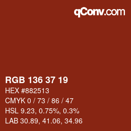 Color code: RGB 136 37 19 | qconv.com
