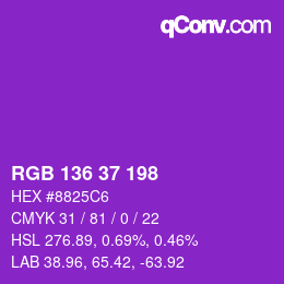 Color code: RGB 136 37 198 | qconv.com