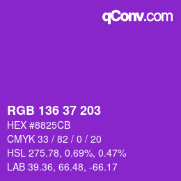 カラーコード: RGB 136 37 203 | qconv.com