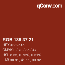 Color code: RGB 136 37 21 | qconv.com