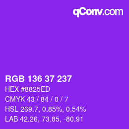 Color code: RGB 136 37 237 | qconv.com