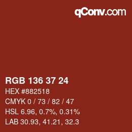 Color code: RGB 136 37 24 | qconv.com