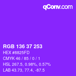 Color code: RGB 136 37 253 | qconv.com