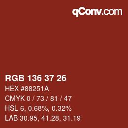 Color code: RGB 136 37 26 | qconv.com