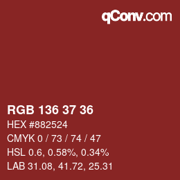 Color code: RGB 136 37 36 | qconv.com