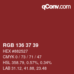 Color code: RGB 136 37 39 | qconv.com